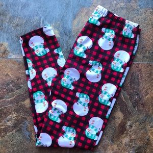 ❤️☃️plaid snowman leggings, fleece-lined, L 14-16